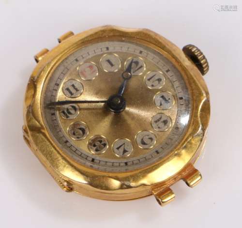 9 carat gold watch face, with Arabic numerals, gross weight ...