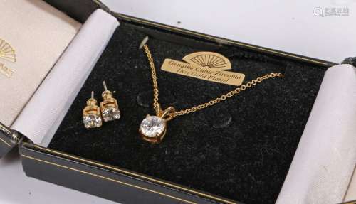 Gold plated and Cubic Zirconia necklace and earring set hous...