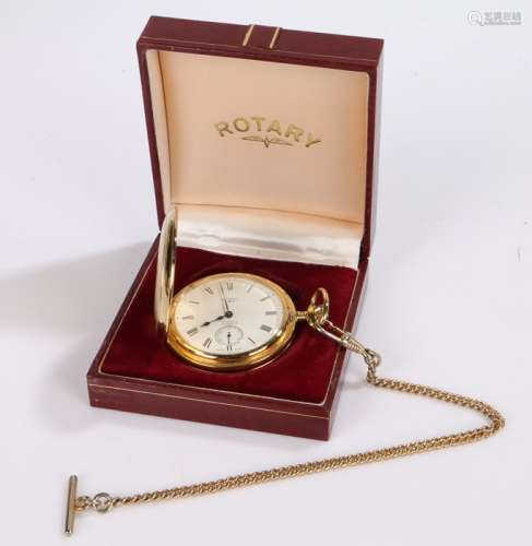 Rotary gold plated hunter pocket watch, the case with shield...