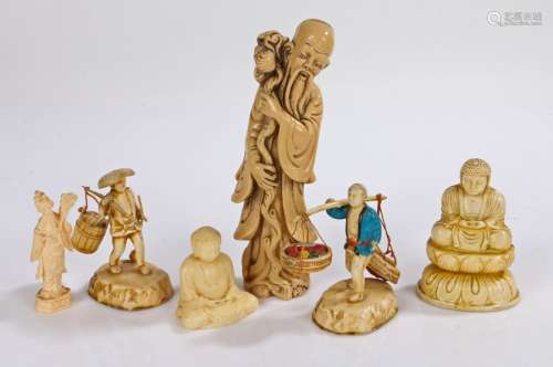 Collection of four Chinese resin figures, one in the form of...