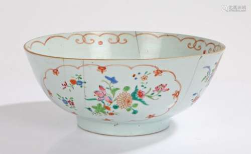 18th Century Chinese porcelain bowl, with painted flowers wi...