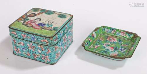 Republic of China enamel box and cover, of square form, the ...