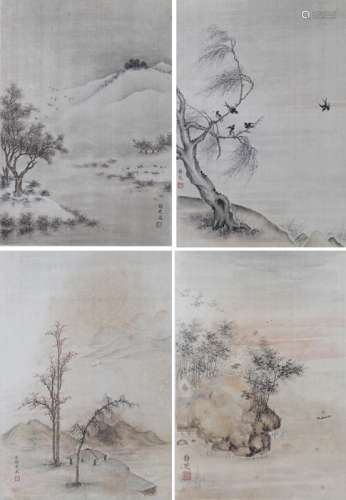 Ching Chin Yee, The Four seasons, 1941, watercolours on silk...