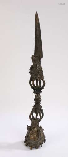 Tibetan bronze Phurbu (Ritual Dagger), the lower half of the...