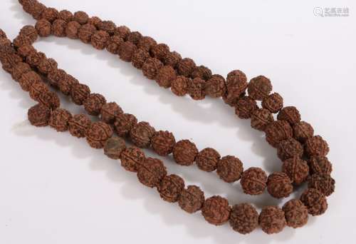 String of prayer beads formed from dried seeds/nuts, 91cm lo...