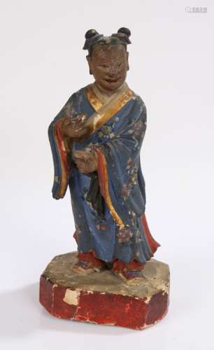 Chinese lacquered figure, Qing Dynasty, of a standing figure...