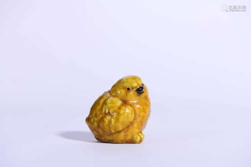 黃釉鳥型擺件