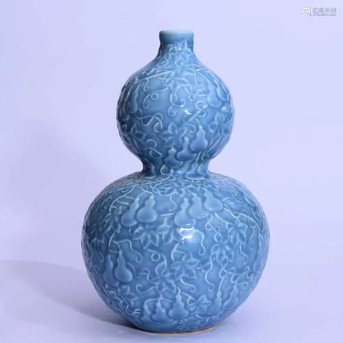 藍釉模印福祿萬代葫蘆瓶