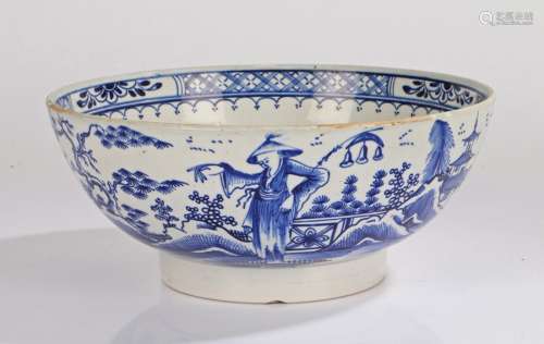 18th Century English pearlware bowl, with an Oriental figure...