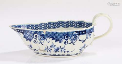 18th Century porcelain sauce boat, with a landscape of Pagod...