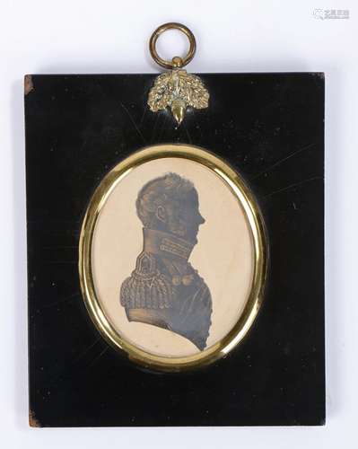 John Field (1771-1841) silhouette of an officer, heightened ...