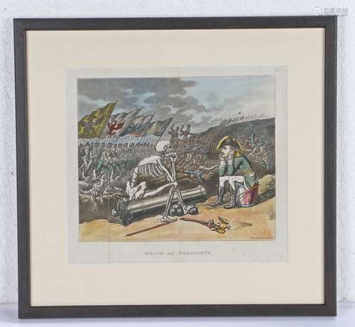 After Thomas Rowlandson, satirical print, Death of Bonaparte...