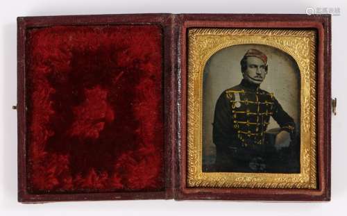 Military sixteenth plate ambrotype of a Crimean War veteran,...