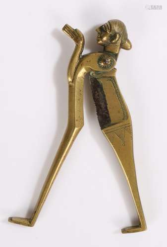 Indian brass figural betel nut cracker, in the form of a fig...