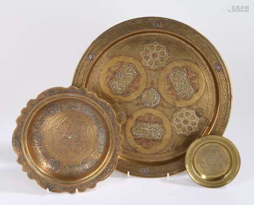 Collection of Middle Eastern dishes, the brass, copper and s...