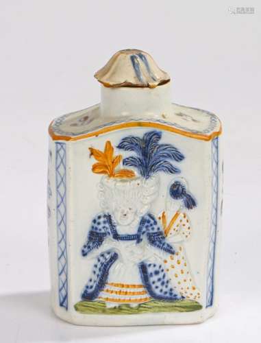 George III Prattware tea cannister, circa 1790, decorated wi...