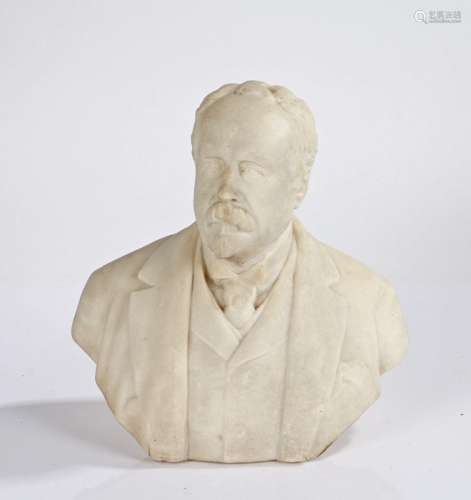 Edwardian alabaster bust, of a bearded gentleman, 33cm high