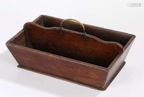 19th Century oak cutlery tray, with a shaped central divide ...