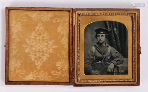 19th Century sixth plate ambrotype of a sailor, seated posit...