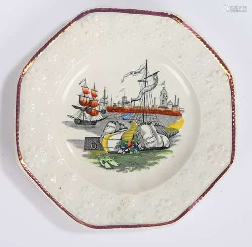 Corn Laws interest, a 19th Century pottery plate, printed an...