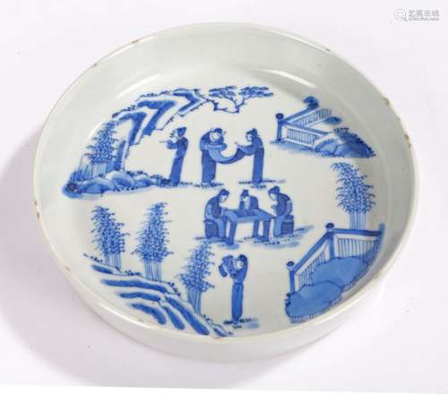 18th Century Chinese porcelain dish, decorated with Scholars...