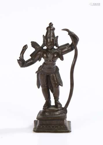 18th Century Indian bronze deity figure, Shiva with a bow an...