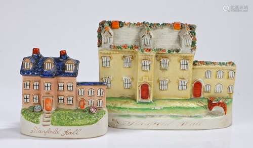 Two late 19th century Staffordshire model of Stanfield Hall,...