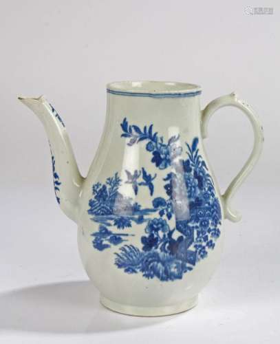 18th Century Worcester porcelain tea pot, blue and white fen...