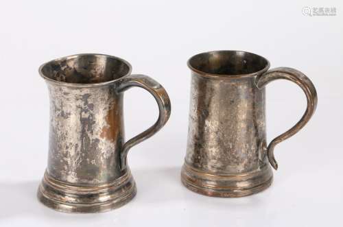 Two 18th Century silver plated mugs, the first possibly by T...