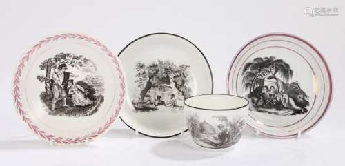 Collection of 19th Century pottery, to include a saucer with...