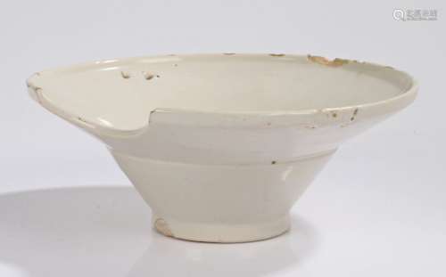 19th Century Barbers creamware basin, the deep circular bowl...