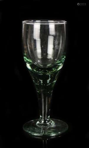 19th Century substantial wine glass, in pale green with a ta...