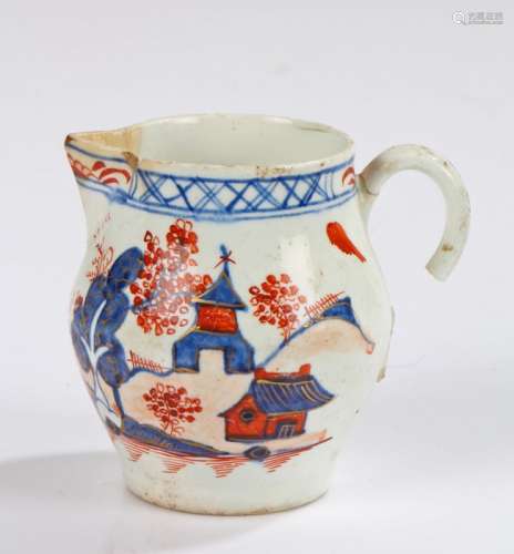 18th Century Lowestoft porcelain jug, with pagoda and Orient...