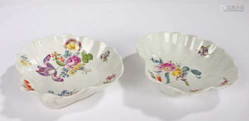 Pair of 19th Century Meissen porcelain dishes, each with han...