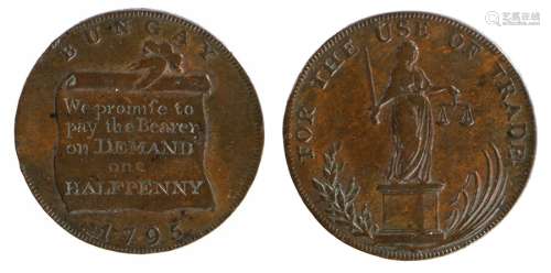 British Token, copper Halfpenny, 1795, FOR THE USE OF TRADE,...