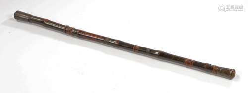 19th Century bamboo staff, with an iron top above the bamboo...