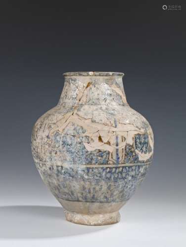 Sultanabad underglaze blue painted pottery vase, Persia, 13t...