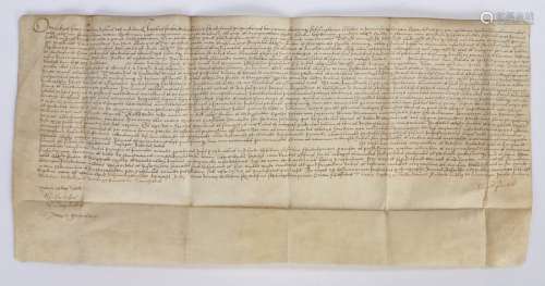 Charles II vellum indenture dated 26 July 1675 of Scottish i...