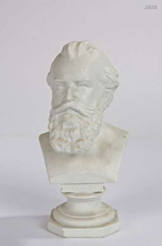 Parian ware bust, of Brahms, stamped to the back KPM, 20cm h...