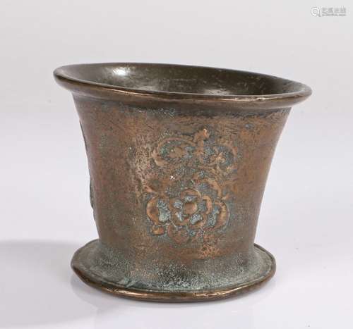 17th Century Norfolk bronze Mortar, with a Crowned Tudor ros...