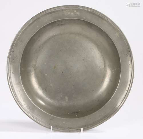 18th Century pewter dish/bowl, the high sides stamped with t...