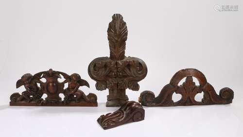 A collection of carvings, to include a 17th Century walnut a...