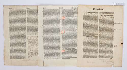 15th Century pages, to include a page taken from 'Reginier C...