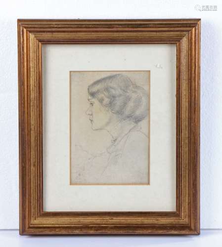 British school, a pencil sketch of a lady, initialled LB, 12...