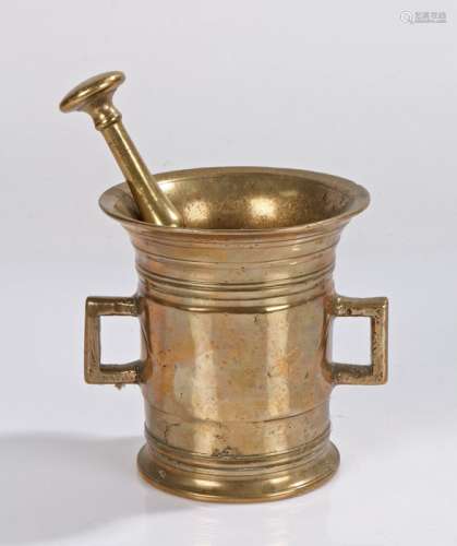17th Century bronze mortar, cast with a pair of loop handles...