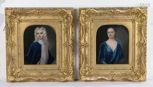 Pair of 18th Century portraits, depicting a gentleman and la...