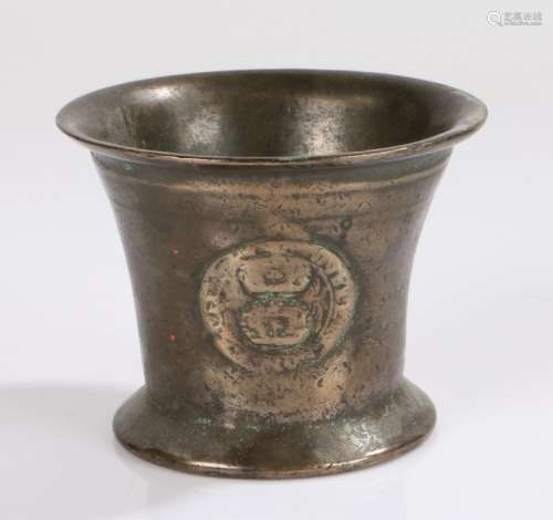 17th Century London bronze Mortar, with a double crown twice...