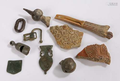 Collection of Saxon to 19th Century finds, to include a bron...