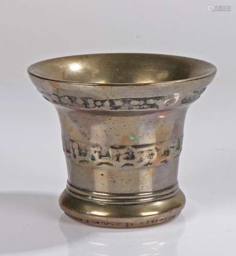 English 17th Century bronze mortar, the underside of the lip...