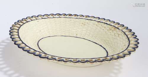 Circa 1810 Pearlware dish in the form of a basket, with bask...